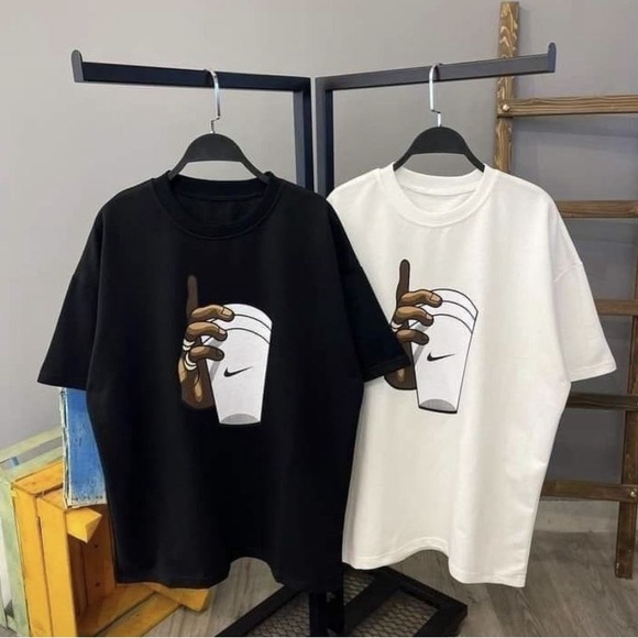 Nike Black and White Hand Graphic Tees - Picture 1 of 1